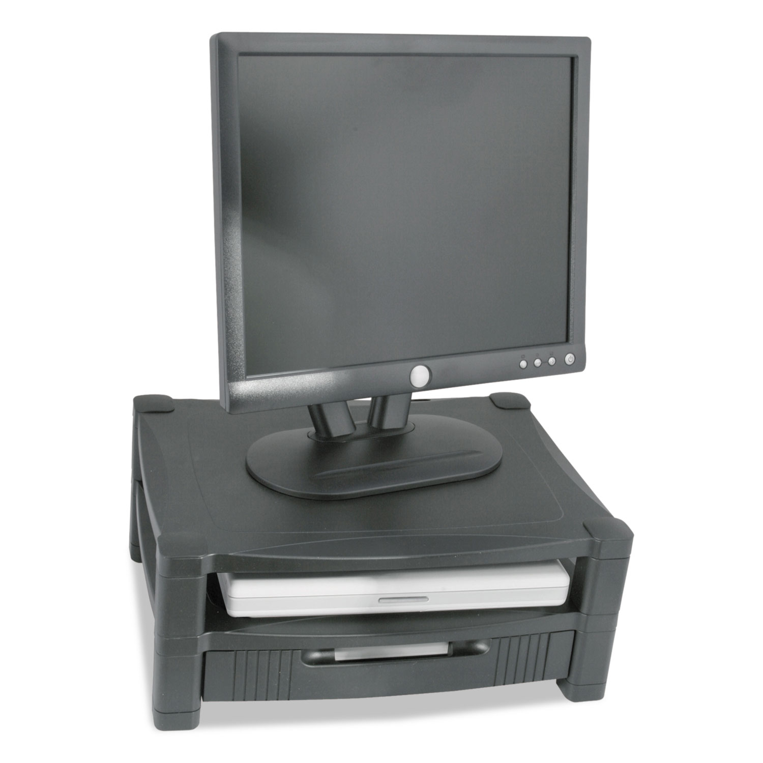  Kantek MS480 Two Level Stand, Removable Drawer, 17 x 13 1/4 x 3-1/2 to 7, Black (KTKMS480) 
