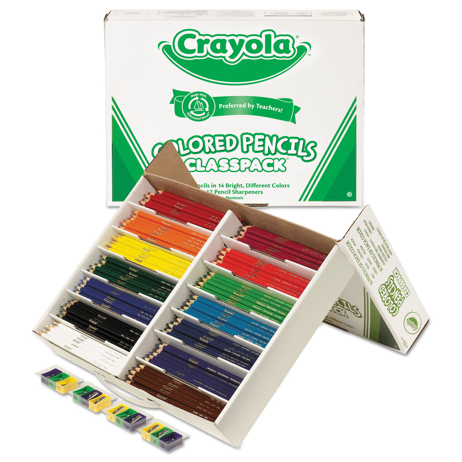  Crayola 688462 Color Pencil Classpack Set, 3.3 mm, 2B (#1), Assorted Lead/Barrel Colors, 462/Box (CYO688462) 