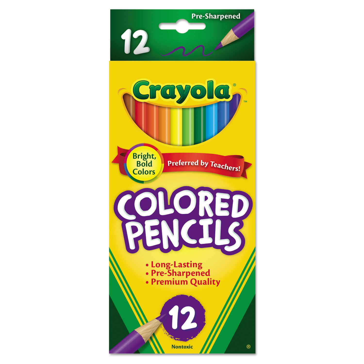  Crayola 684012 Long-Length Colored Pencil Set, 3.3 mm, 2B (#1), Assorted Lead/Barrel Colors, Dozen (CYO684012) 
