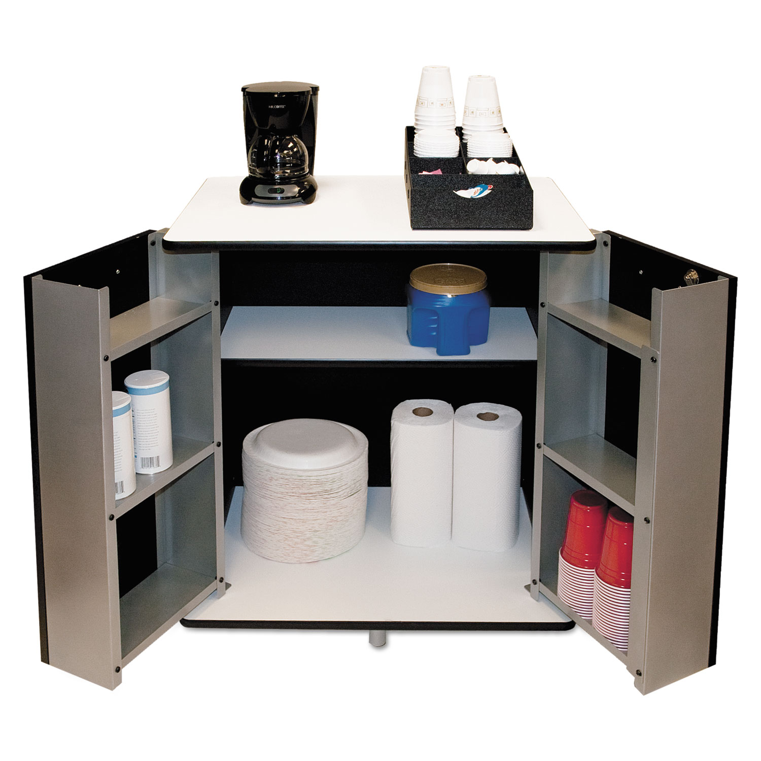  Vertiflex VF35157 Refreshment Stand, Two-Shelf, 29.5w x 21d x 33h, Black/White (VRT35157) 