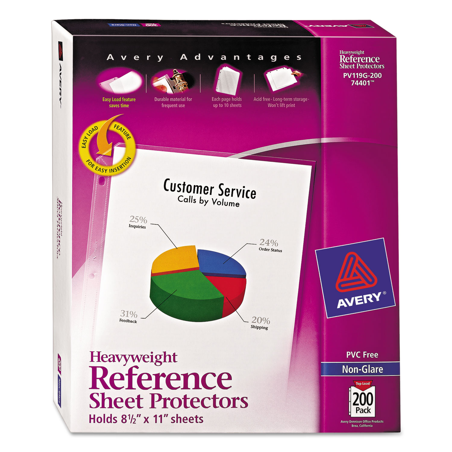 Top-Load Poly Sheet Protectors, Heavyweight, Letter, Nonglare, 200/Box