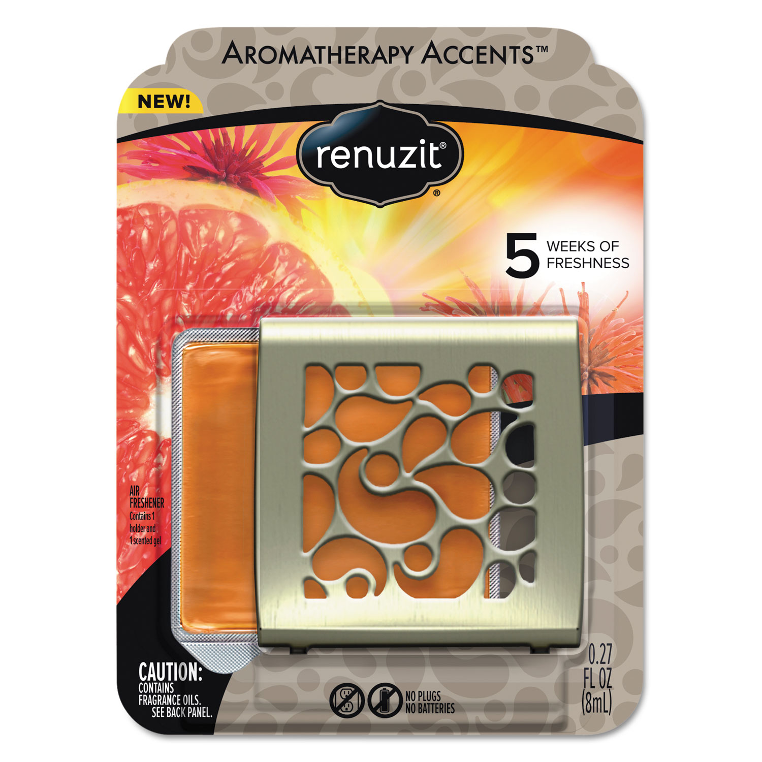 Fresh Accents Air Freshener, Happy - Citrus/Floral, Silver/Orange, 8/CT