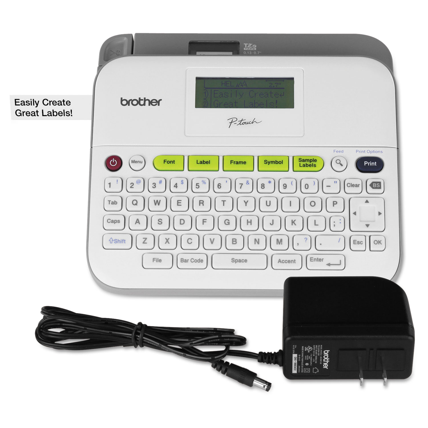  Brother P-Touch PTD400AD PTD400AD Versatile, Easy-to-Use Label Maker with AC Adapter 7.5w x 7d x 2.88h (BRTPTD400AD) 