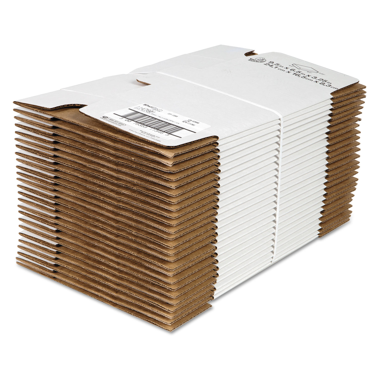 Self-Locking Shipping Boxes, 9 1/2l x 6 1/2w x 3 1/4h, White, 25/Pack
