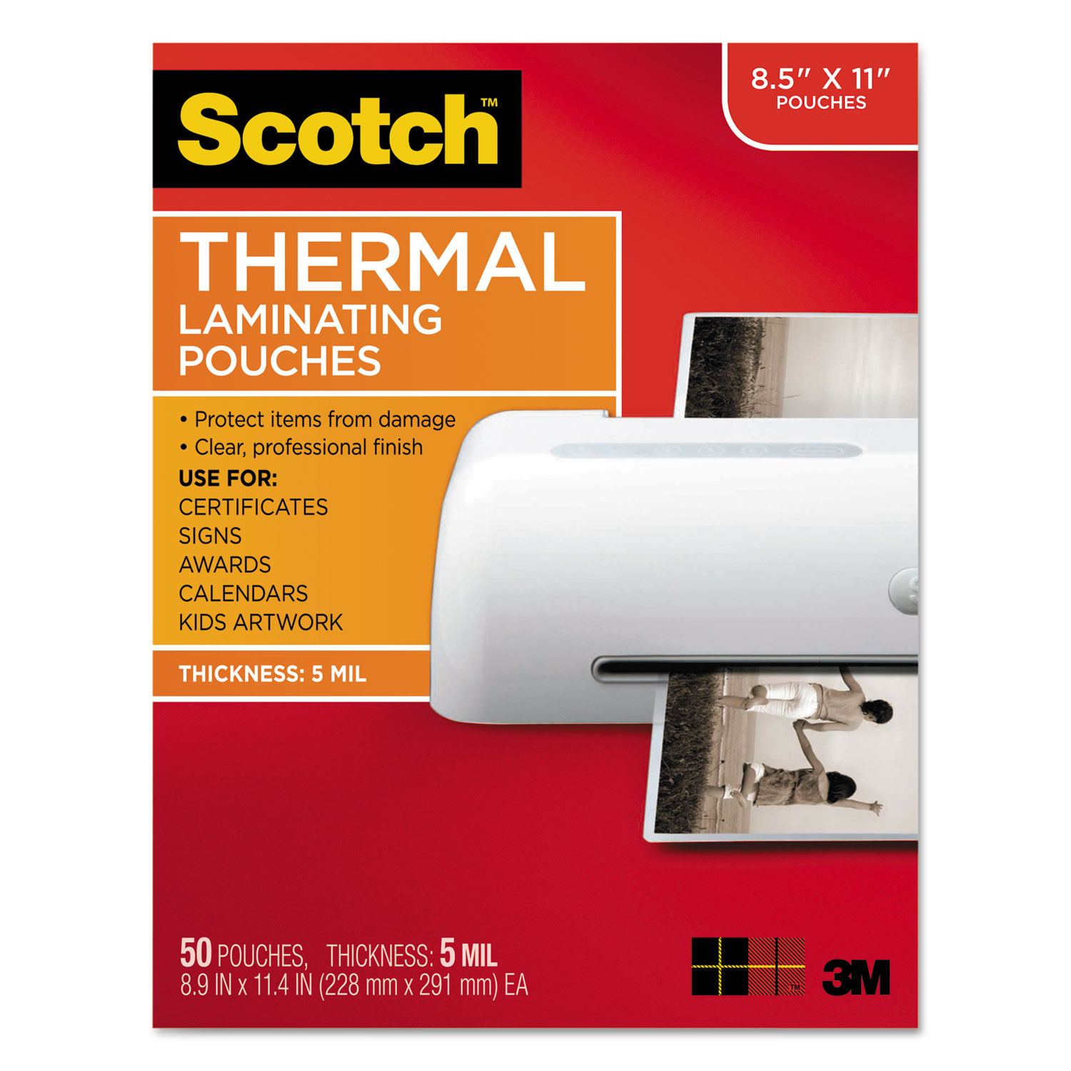Letter Size Thermal Laminating Pouches, 5 mil, 11 1/2 x 9, 50/Pack