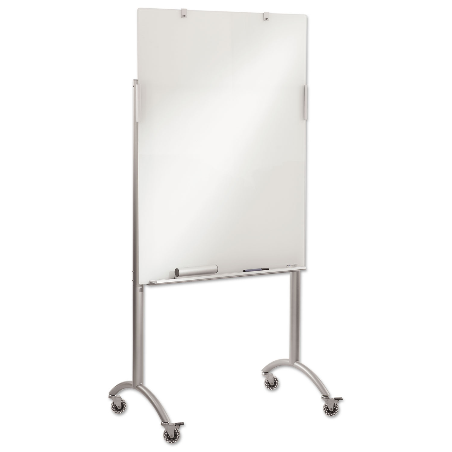 Clarity Glass Mobile Presentation Easel, 36 x 48 x 72, Glass/Steel