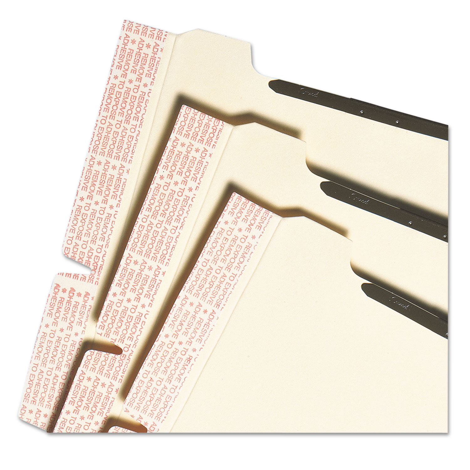 Manila Self-Adhesive Folder Dividers w/2-Prong Fastener, 2-Sect, Letter, 25/Pack