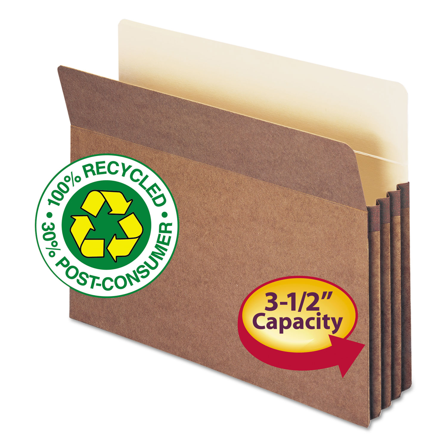  Smead 73205 100% Recycled Top Tab File Pockets, 3.5 Expansion, Letter Size, Redrope, 25/Box (SMD73205) 