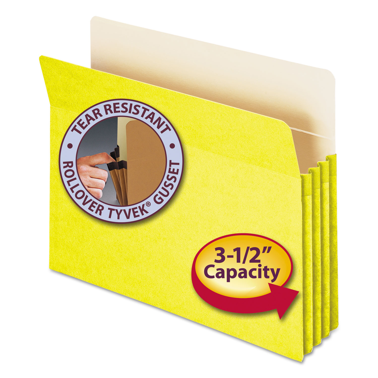  Smead 73233 Colored File Pockets, 3.5 Expansion, Letter Size, Yellow (SMD73233) 