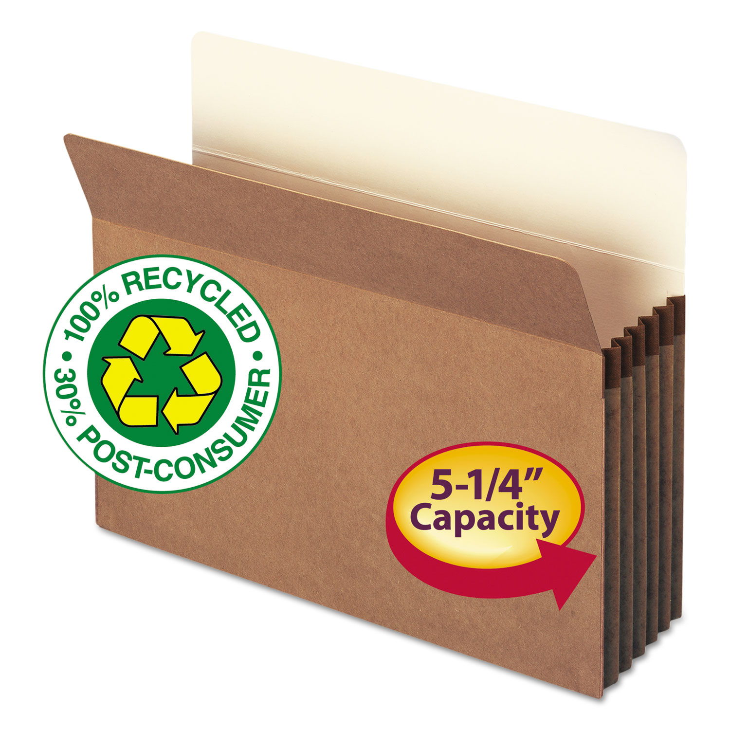  Smead 73206 100% Recycled Top Tab File Pockets, 5.25 Expansion, Letter Size, Redrope, 10/Box (SMD73206) 