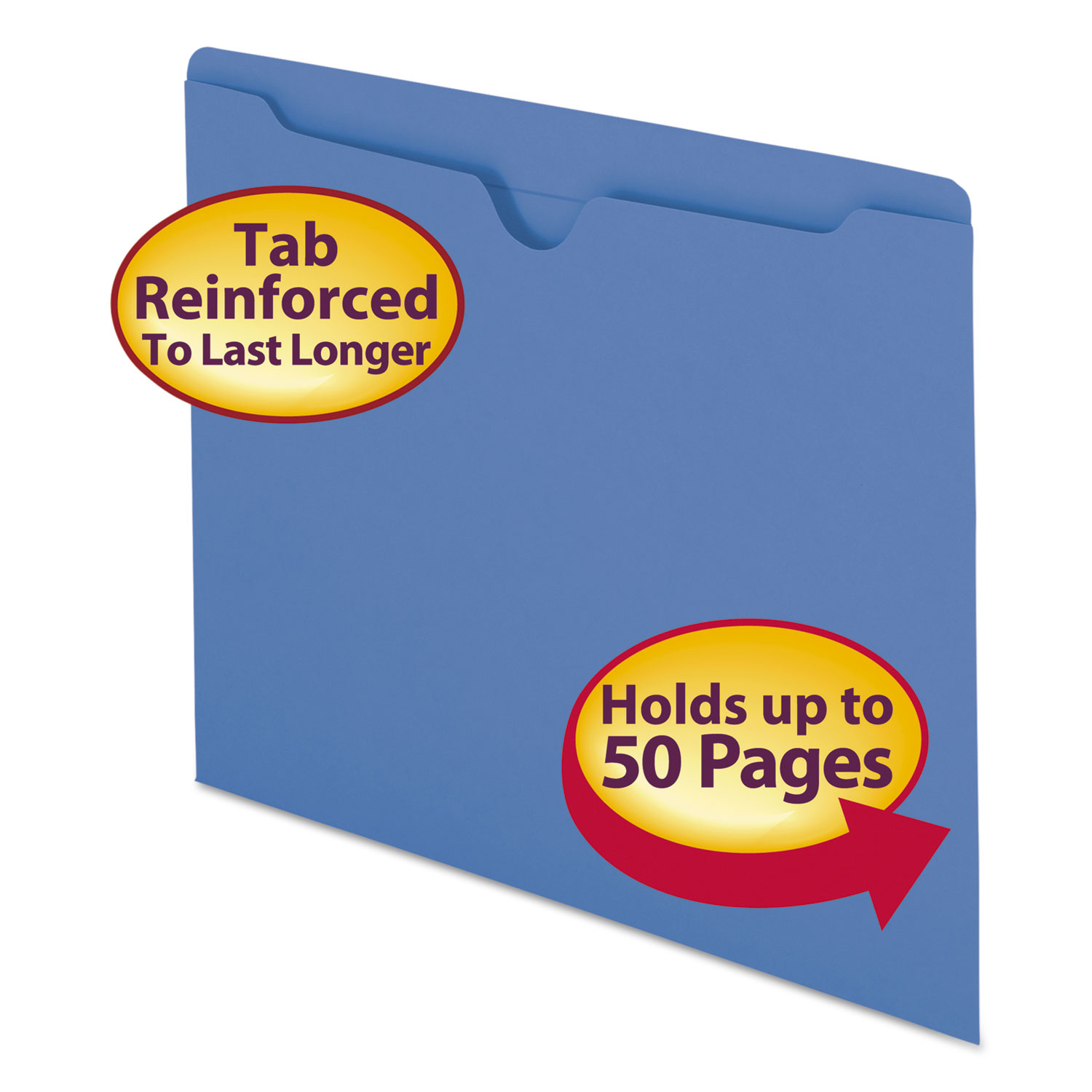  Smead 75502 Colored File Jackets with Reinforced Double-Ply Tab, Straight Tab, Letter Size, Blue, 100/Box (SMD75502) 