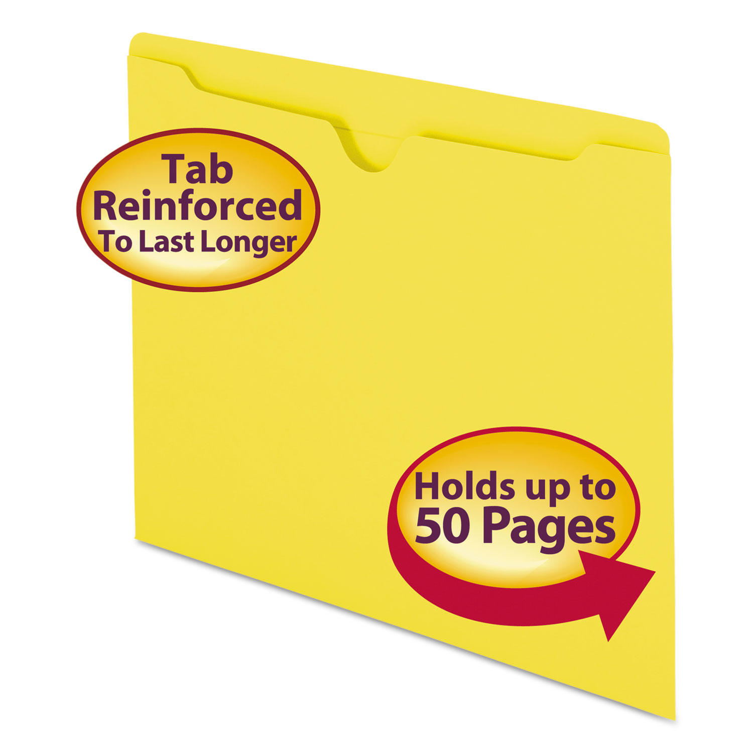  Smead 75511 Colored File Jackets with Reinforced Double-Ply Tab, Straight Tab, Letter Size, Yellow, 100/Box (SMD75511) 