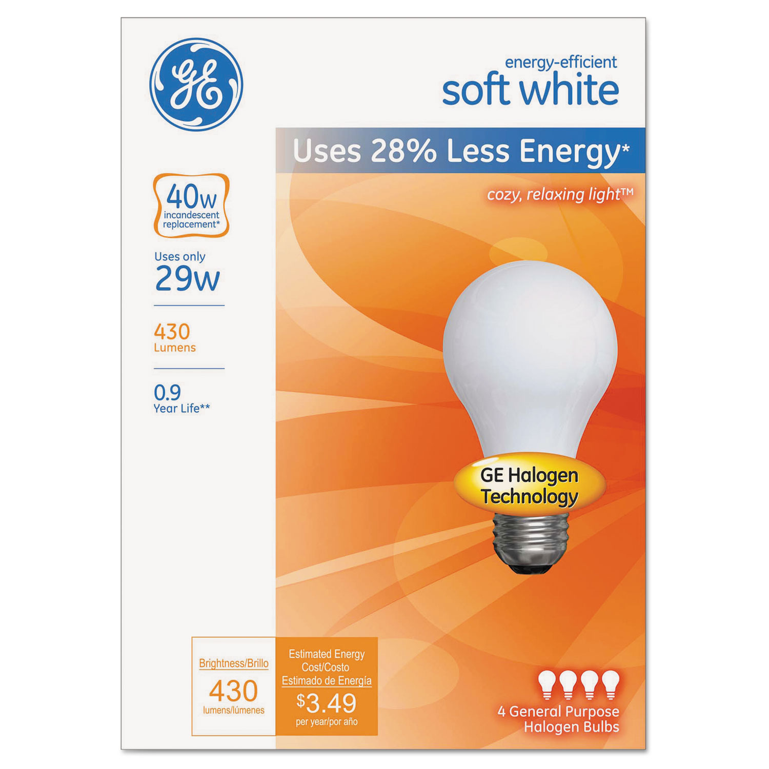 GE Energy-Efficient Soft White 29 Watt A19, 2/Pack