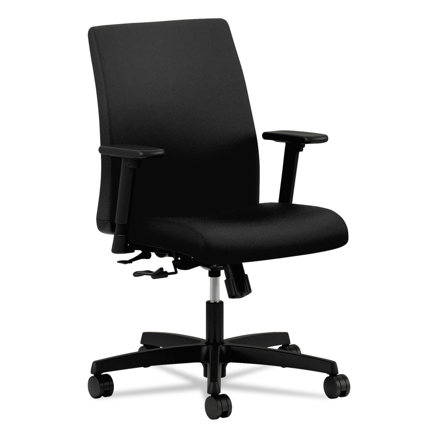  HON HITL1.A.H.U.CU10.T.SB Ignition Series Fabric Low-Back Task Chair, Supports up to 300 lbs., Black Seat/Black Back, Black Base (HONIT105CU10) 
