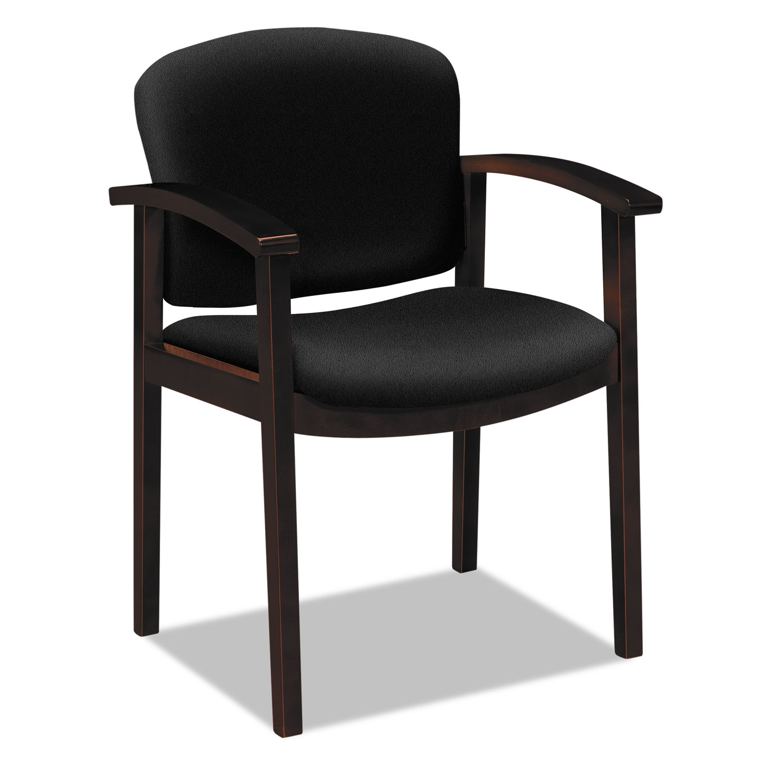 2111 Invitation Reception Series Wood Guest Chair, Mahogany/Solid Black Fabric