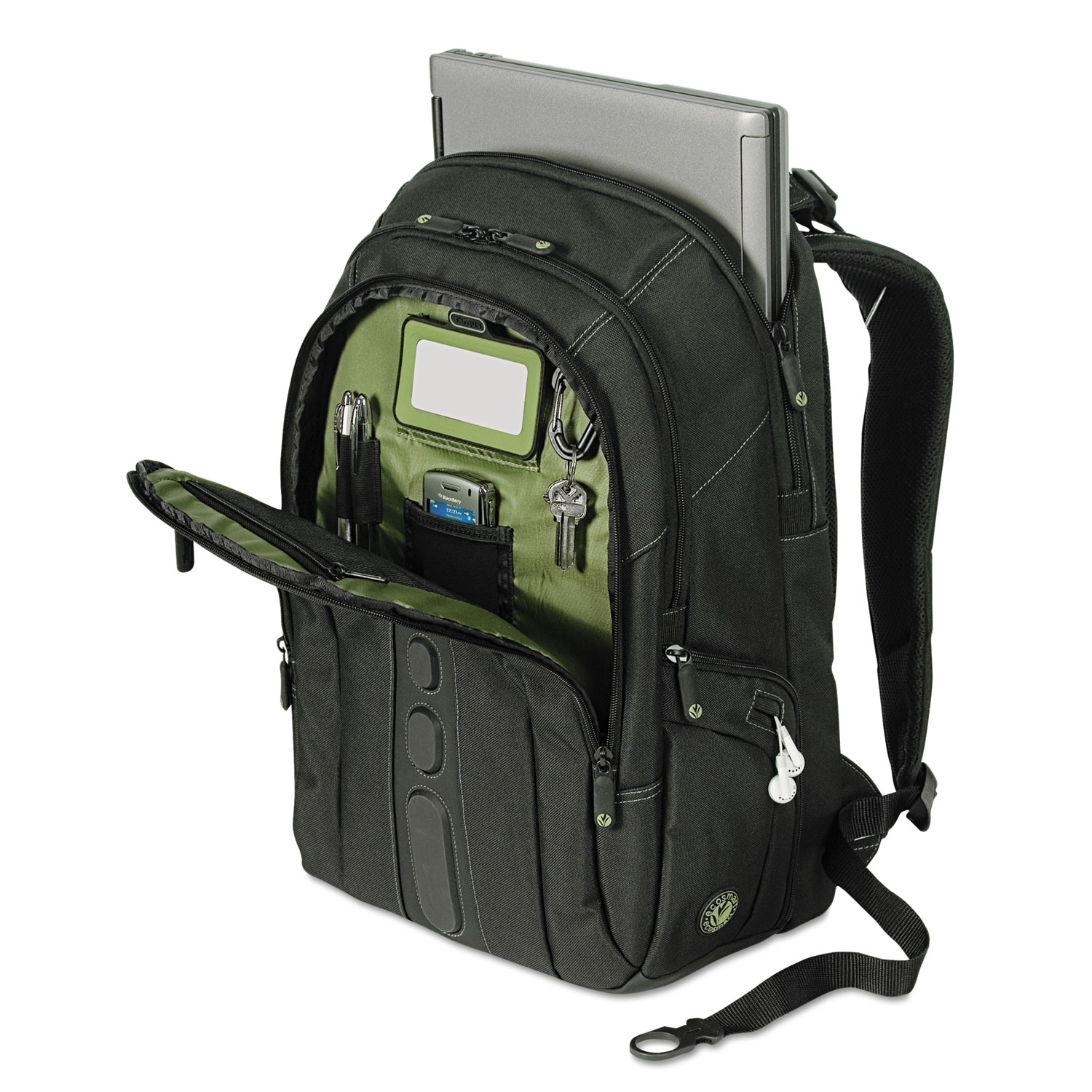 Spruce Ecosmart Backpack 17 Laptop, 19 1/2 x 13 x 6 3/4, Black