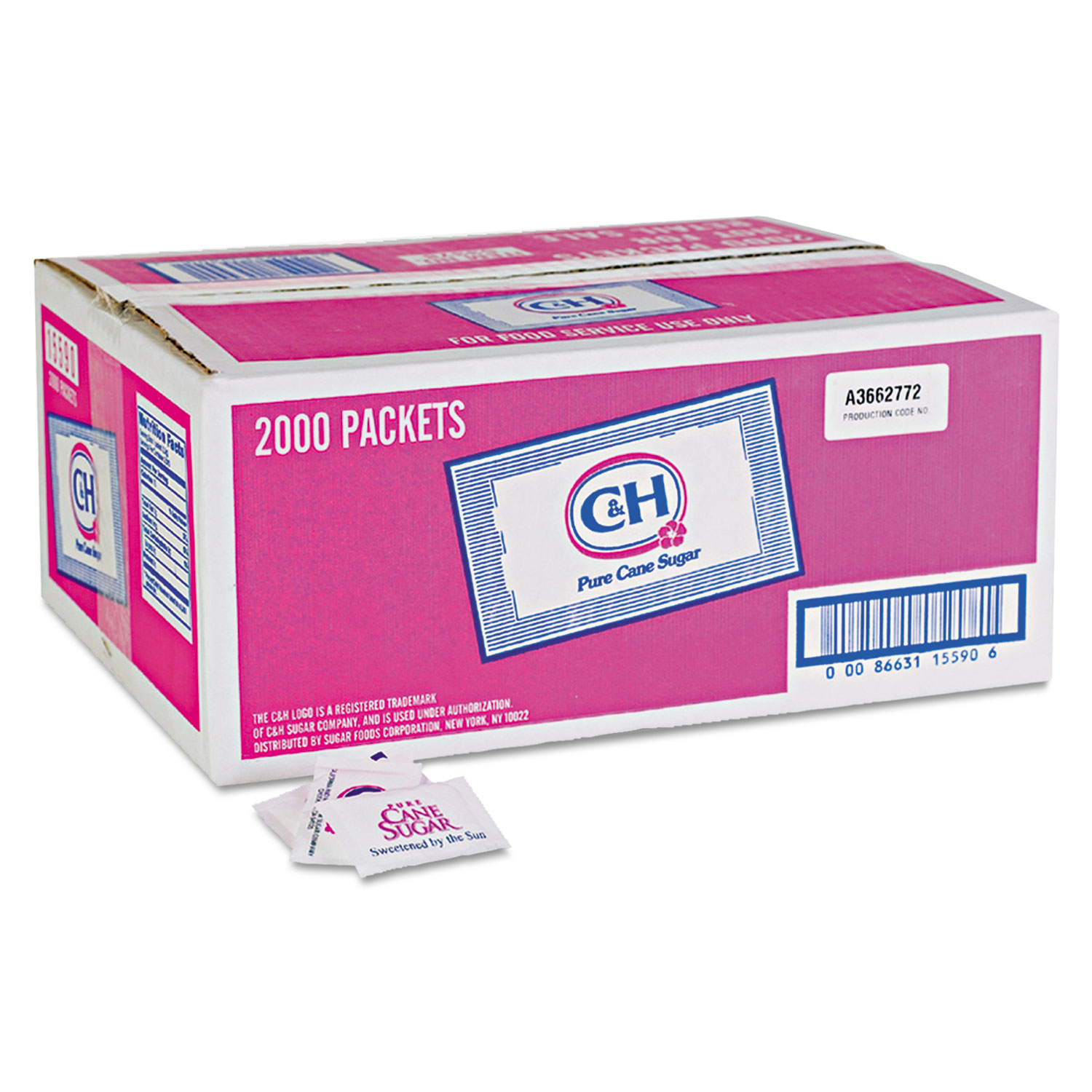 Granulated Sugar Packets, .10 oz, 2000/Carton