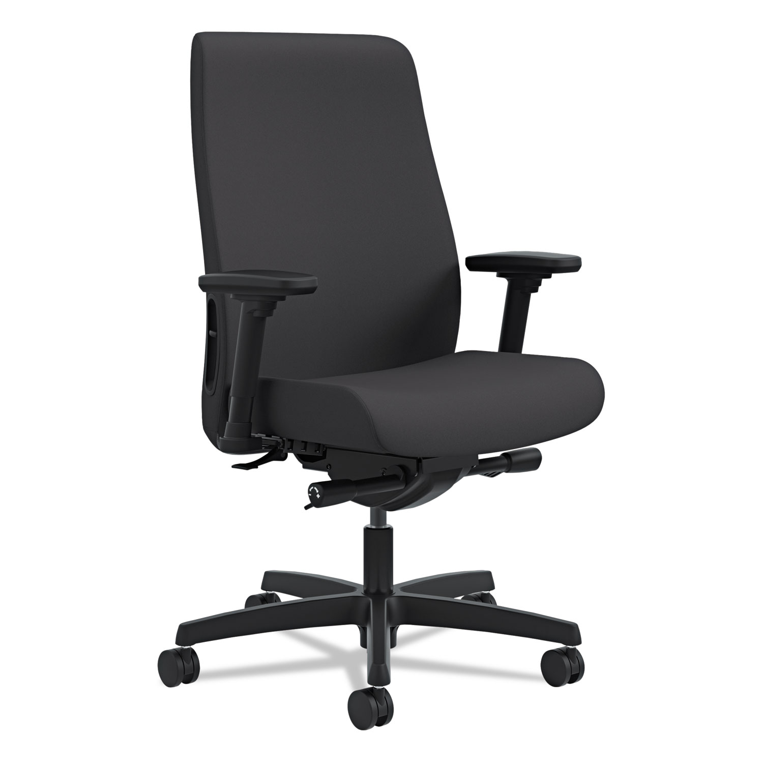  HON HLWU.Y2.A.H.CU10.SB Endorse Upholstered Mid-Back Work Chair, Supports up to 300 lbs., Black Seat/Black Back, Black Base (HONLWU2ACU10) 