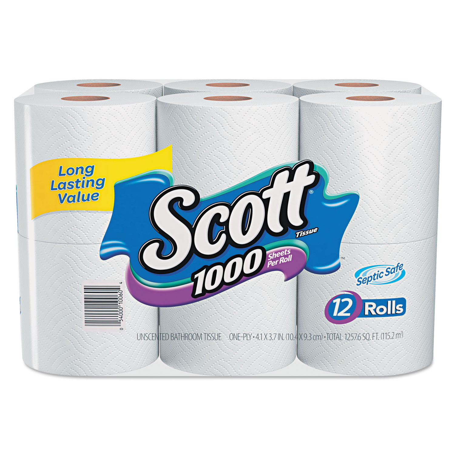 Scotts Toilet Paper, 1-Ply, 1000 Sheets/Roll, 12 Rolls/Pack, 4 Pack/Carton