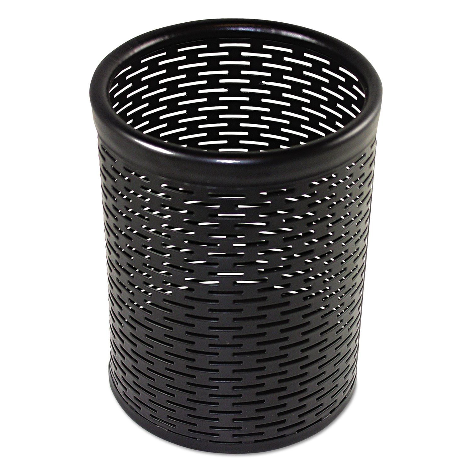 Urban Collection Punched Metal Pencil Cup, 3.5 Diameter x 4.5h, Black