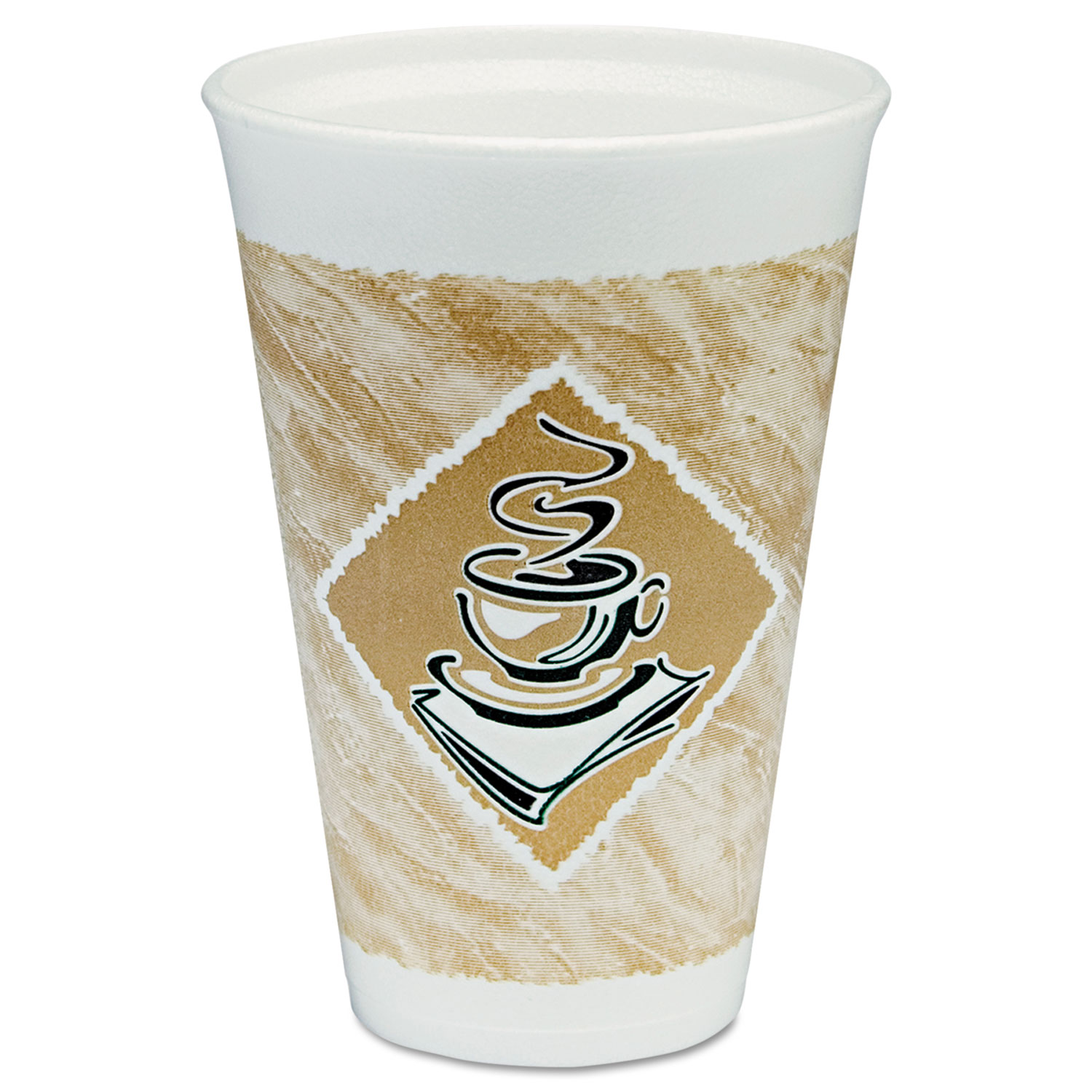  Dart 16X16G Café G Hot/Cold Cups, Foam, 16 oz, White/Brown with Green Accents, 25/Pack (DCC16X16GPK) 