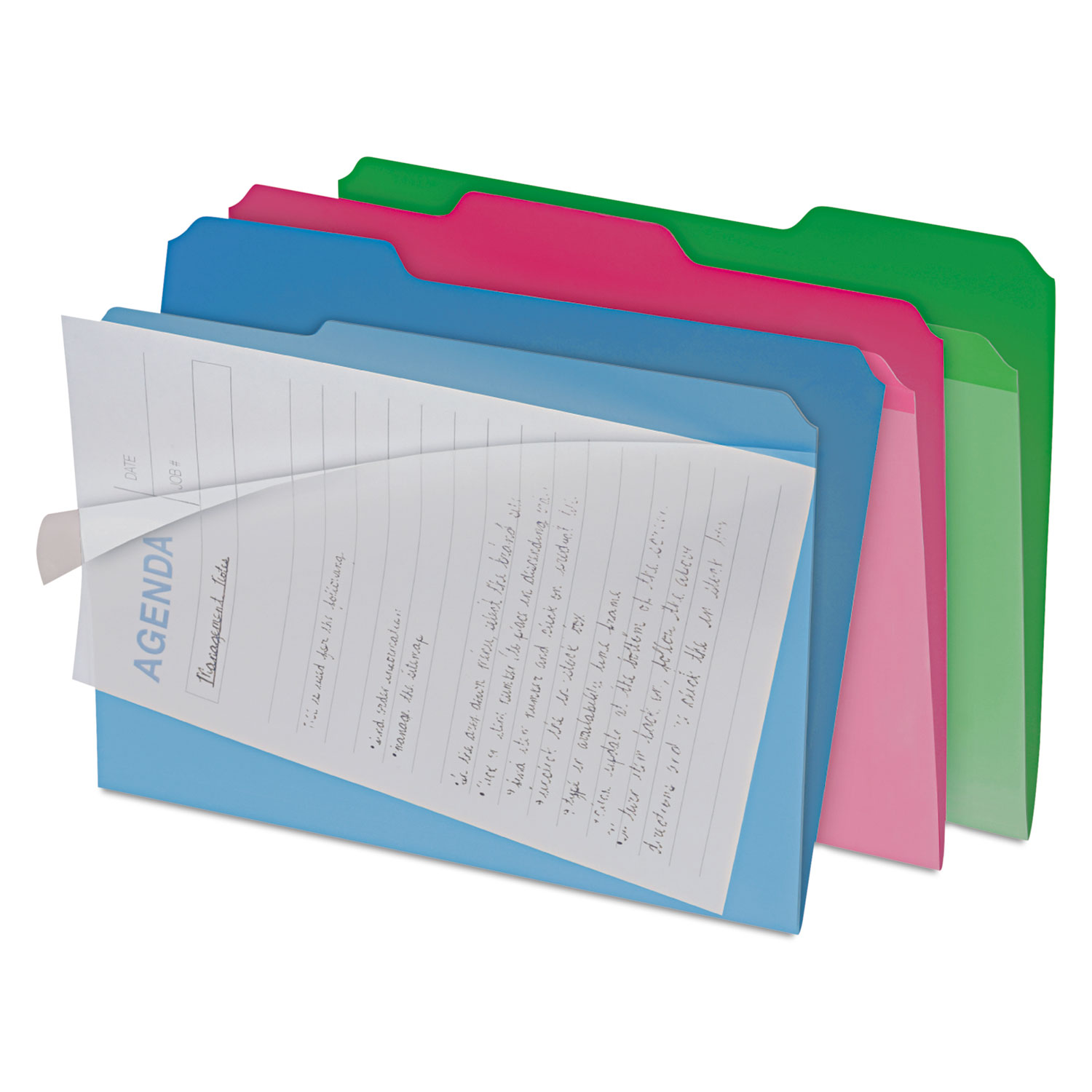 Clear View Interior File Folders, 1/3 Cut Top Tab, Letter, Assorted, 6/Pack
