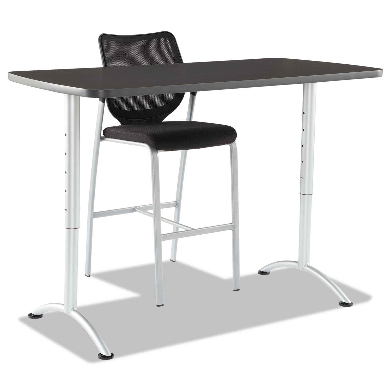 ARC Sit-to-Stand Tables, Rectangular Top, 30w x 60d x 30-42h, Graphite/Silver