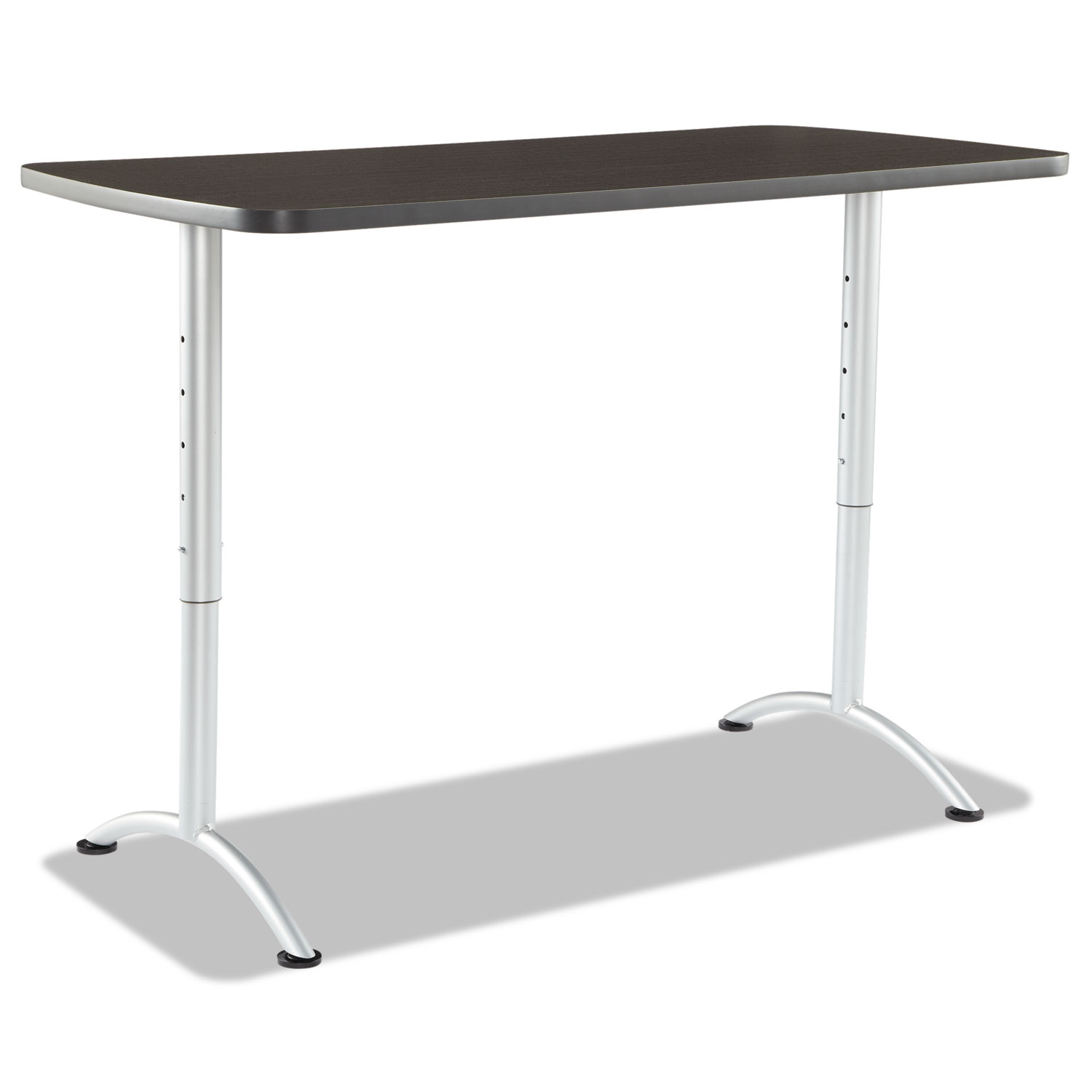 ARC Sit-to-Stand Tables, Rectangular Top, 30w x 60d x 30-42h, Gray Walnut/Silver