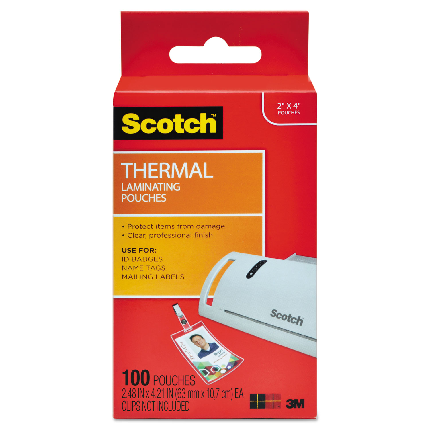  Scotch TP5852-100 Laminating Pouches, 5 mil, 2.25 x 4.25, Gloss Clear, 100/Pack (MMMTP5852100) 