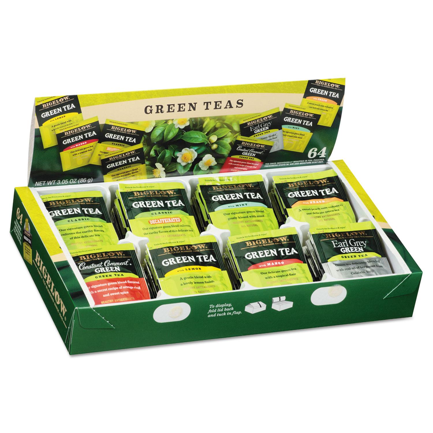  Bigelow RCB30568CT Green Tea Assortment, Tea Bags, 64/Box, 6 Boxes/Carton (BTC30568CT) 