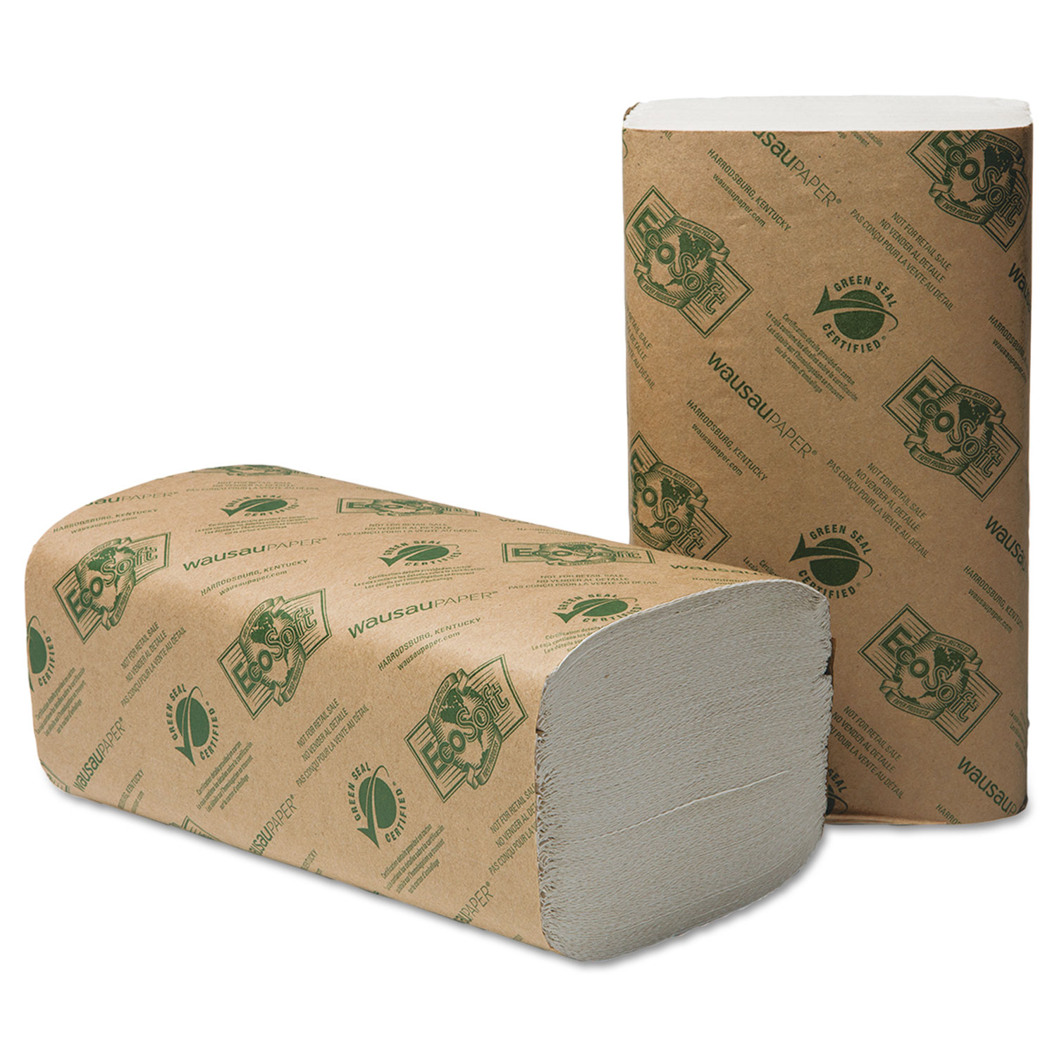 EcoSoft Singlefold Towels, Natural White, 250 Towels/Pack, 16 Packs/Carton