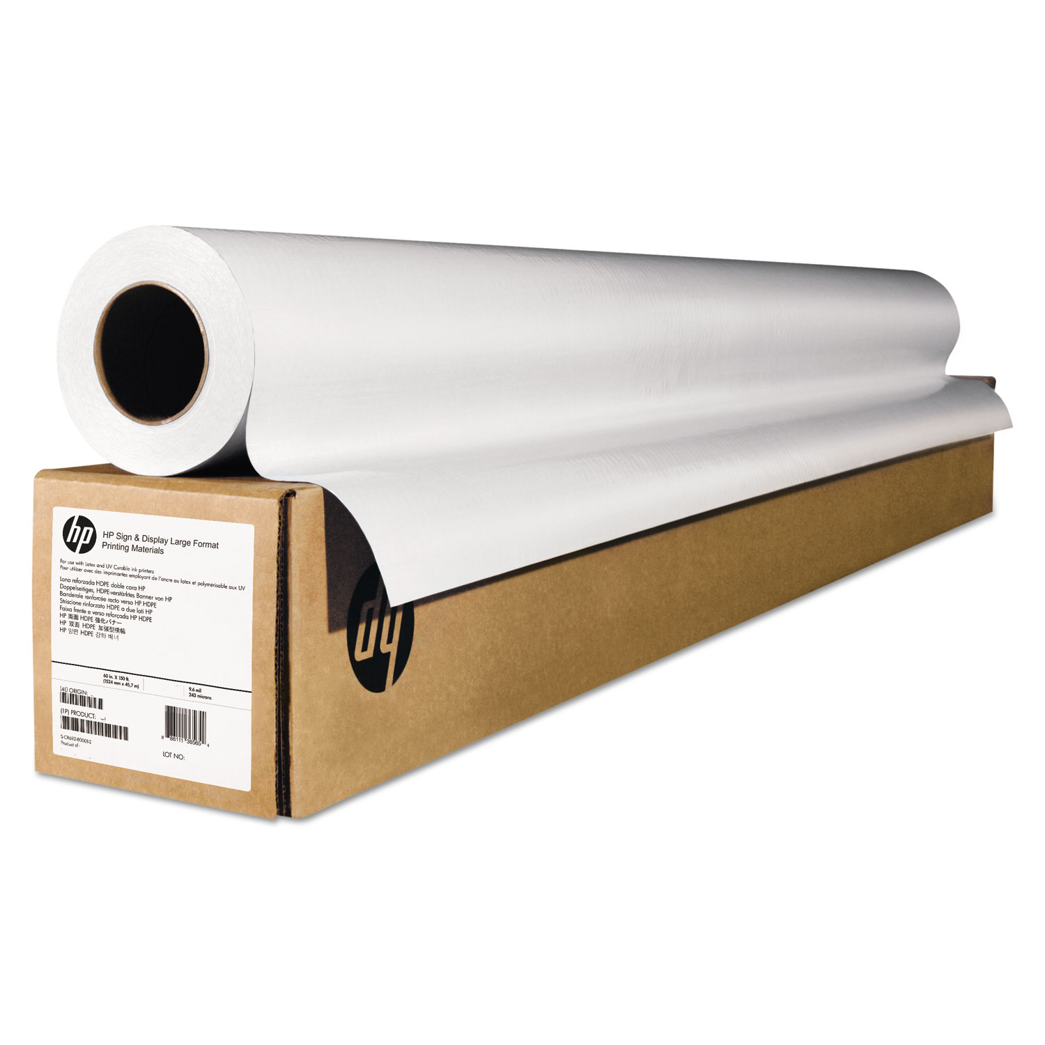 Wide-Format Matte Canvas Paper Roll, 42 x 50 ft, 16 mil, White