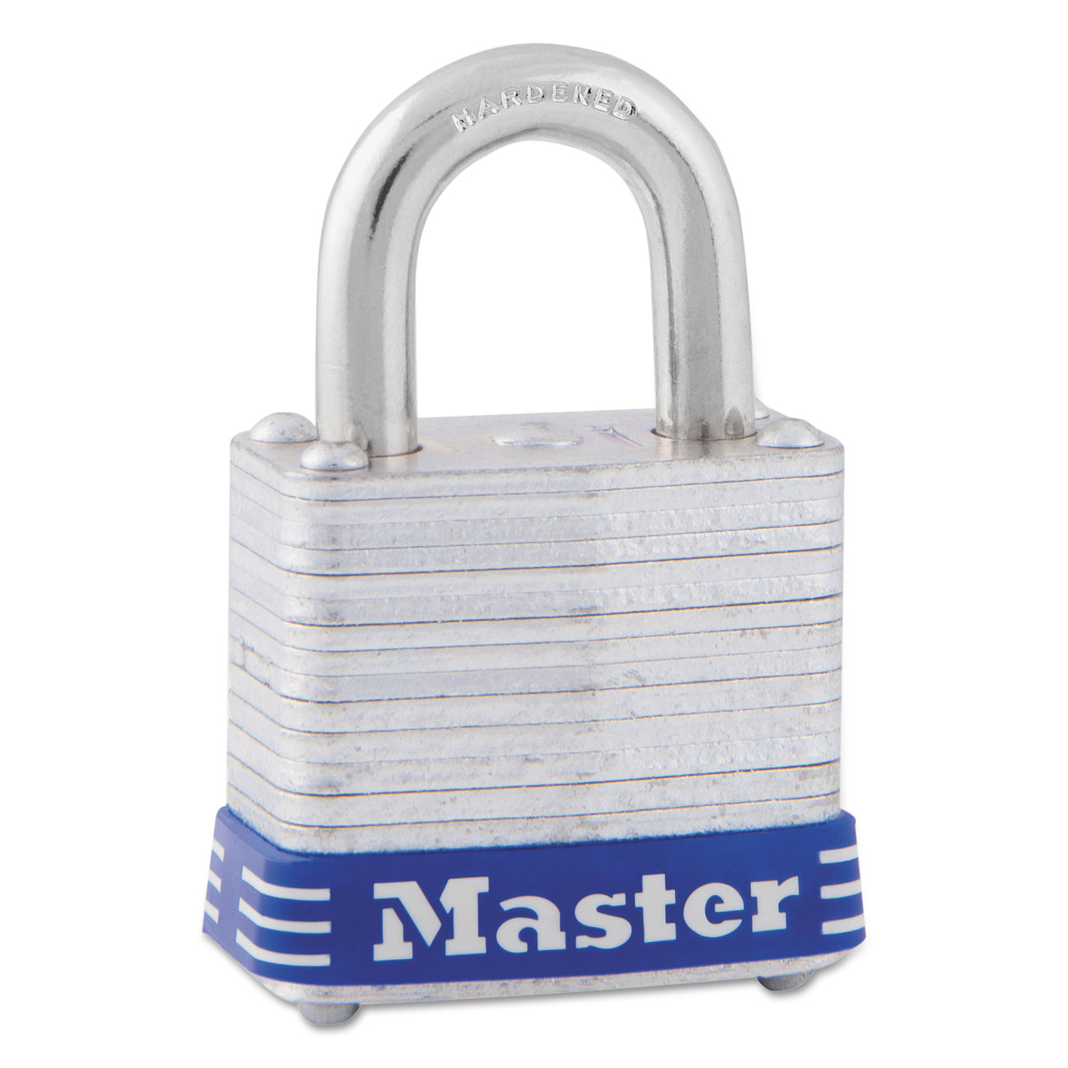  Master Lock 7D Four-Pin Tumbler Lock, Laminated Steel Body, 1 1/8 Wide, Silver/Blue, Two Keys (MLK7D) 