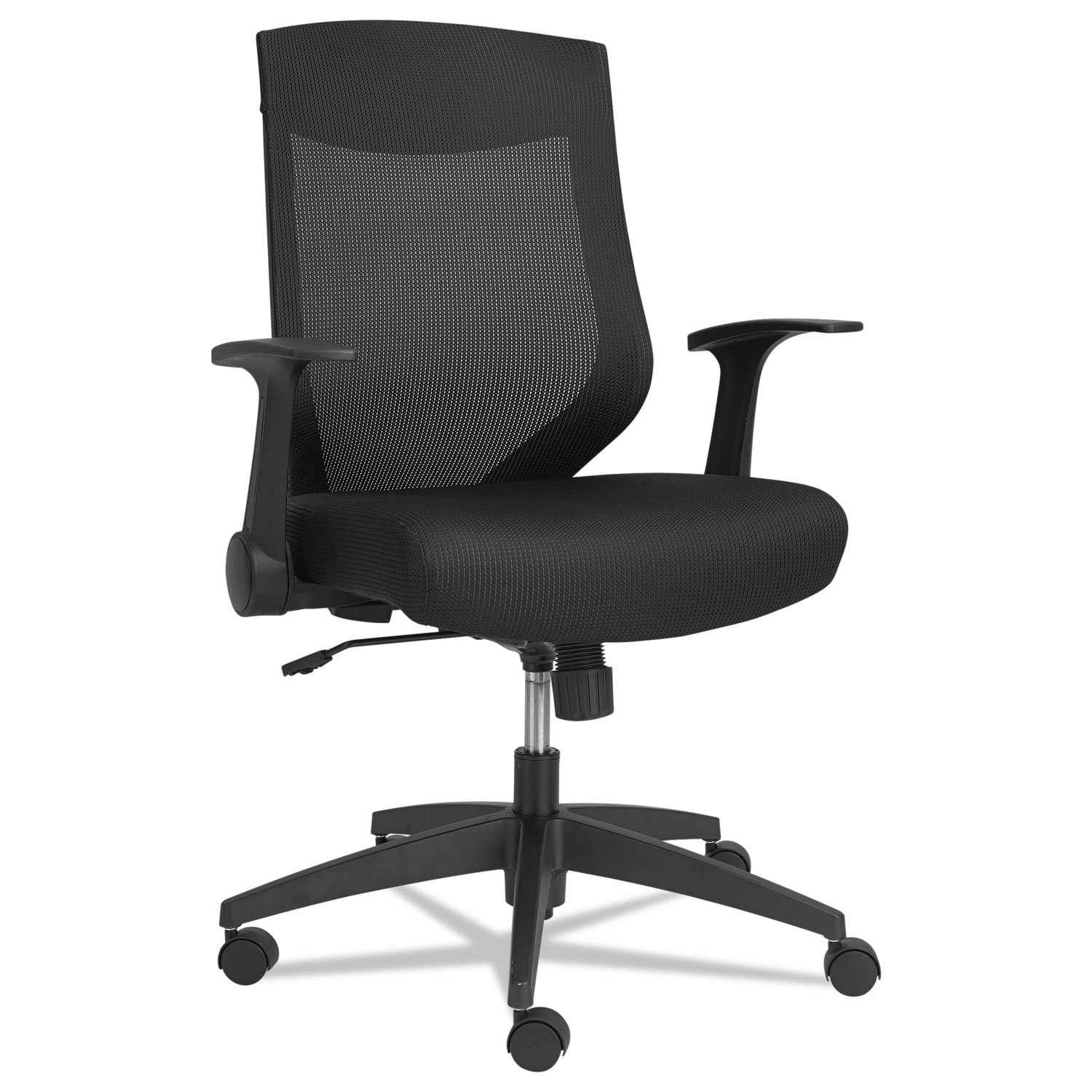  Alera ALEEBK4217 Alera EB-K Series Synchro Mid-Back Flip Arm Mesh-Chair, Supports up to 275 lbs., Black Seat/Black Back, Black Base (ALEEBK4217) 