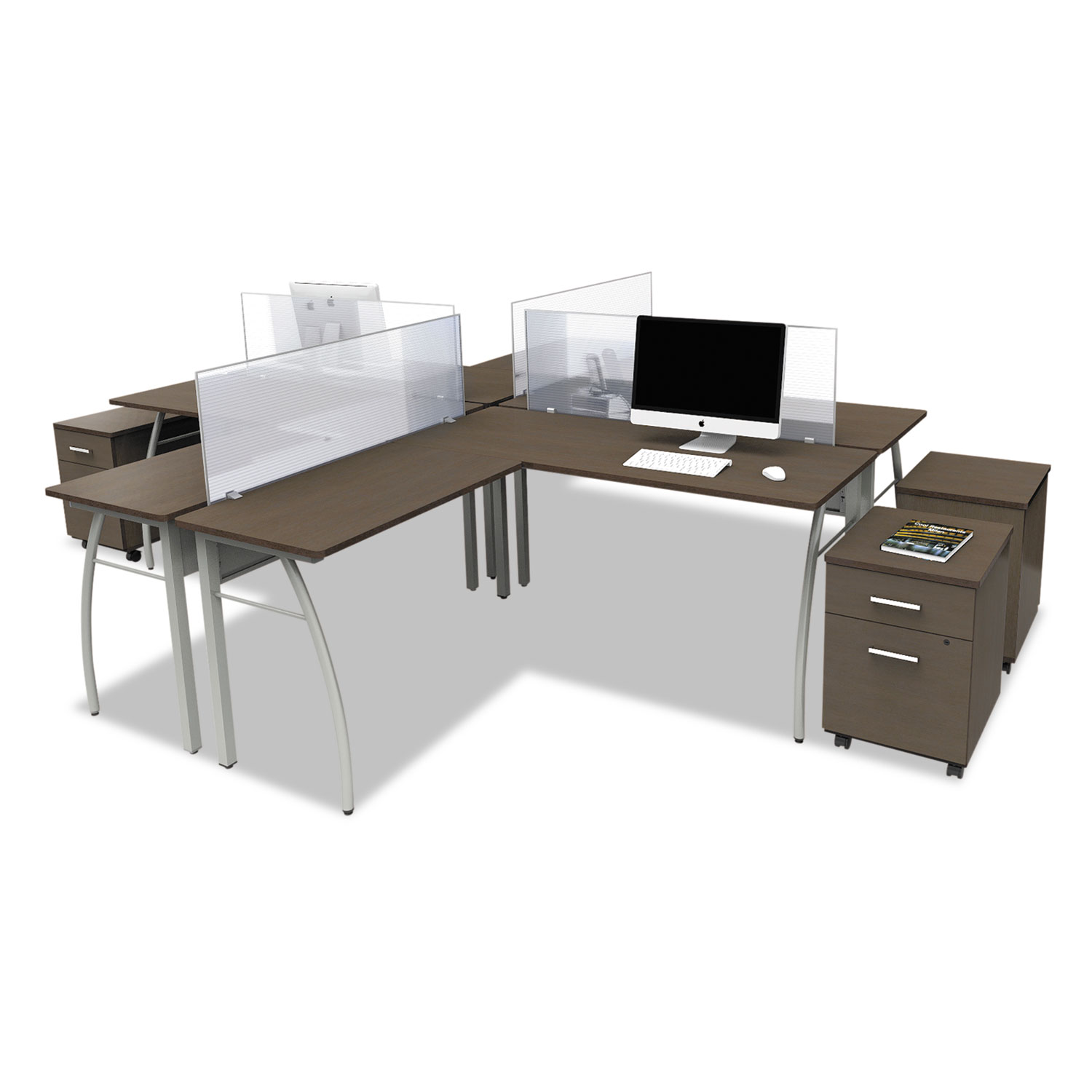 Trento Line L-Shaped Desk, 59-1/8w x 59-1/8d x 29-1/2h, Mocha/Gray