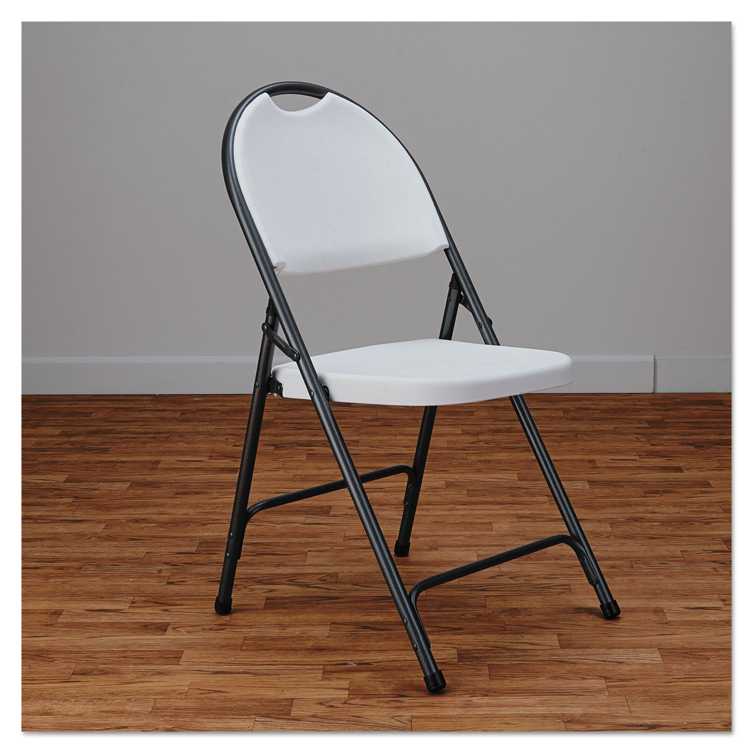 Molded Resin Folding Chair, White/Black Anthracite, 4/Carton