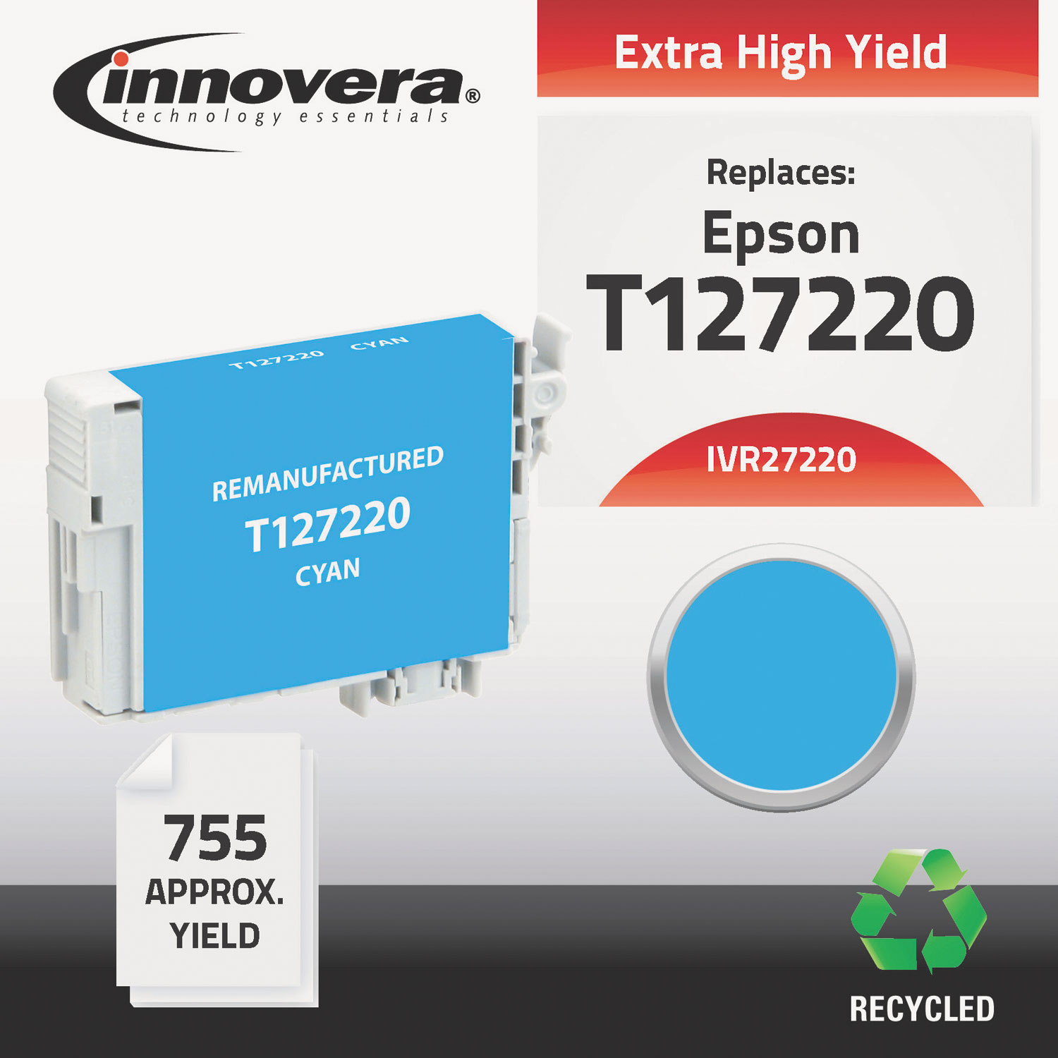  Innovera IVR27220 Remanufactured T127220 (127) Ink, 755 Page-Yield, Cyan (IVR27220) 