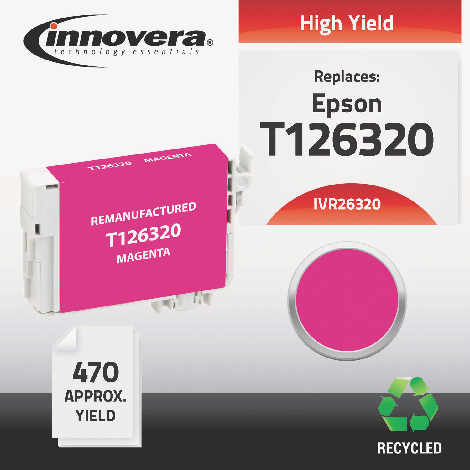  Innovera IVR26320 Remanufactured T126320 (126) Ink, 470 Page-Yield, Magenta (IVR26320) 