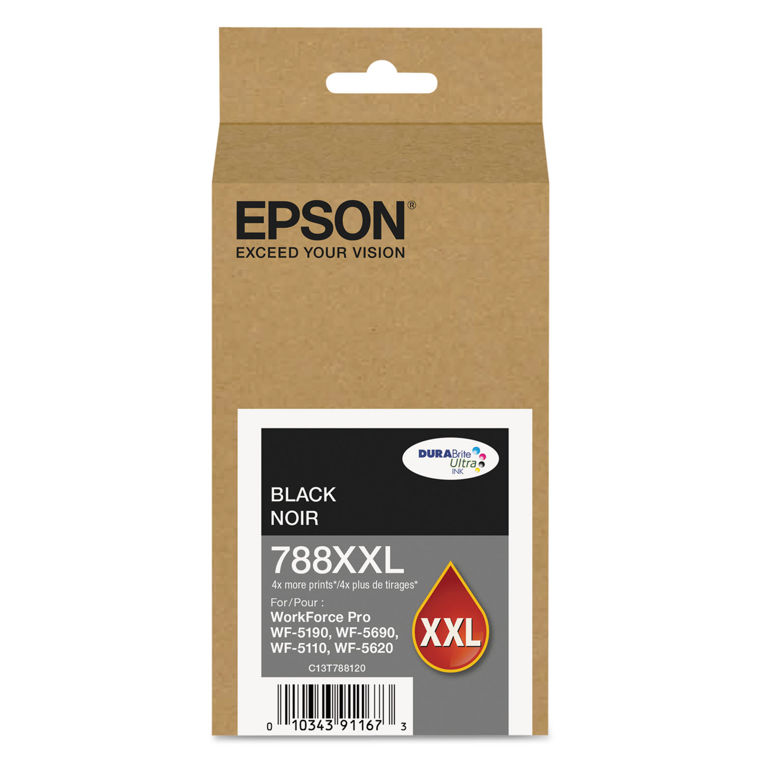  Epson T788XXL120 T788XXL120 (788XXL) DURABrite Ultra XL PRO High-Yield Ink, Black (EPST788XXL120) 