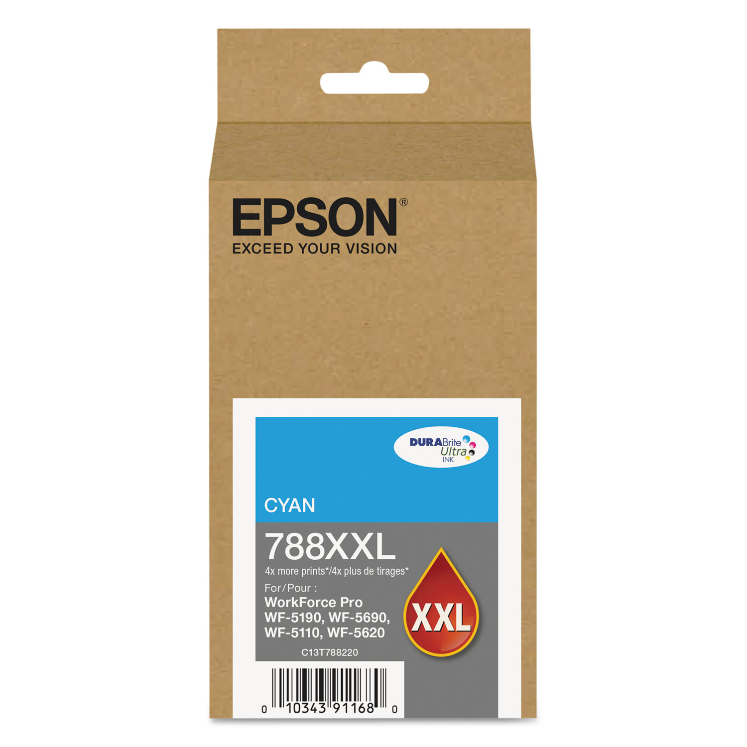  Epson T788XXL220 T788XXL220 (788XXL) DURABrite Ultra XL PRO High-Yield Ink, Cyan (EPST788XXL220) 