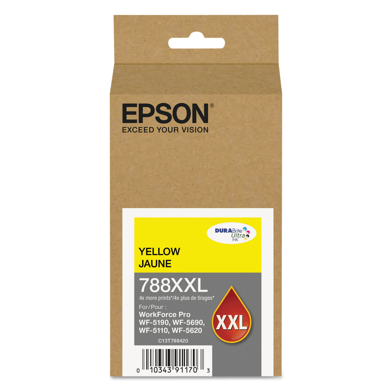  Epson T778XXL420 T788XXL420 (788XXL) DURABrite Ultra XL PRO High-Yield Ink, Yellow (EPST788XXL420) 