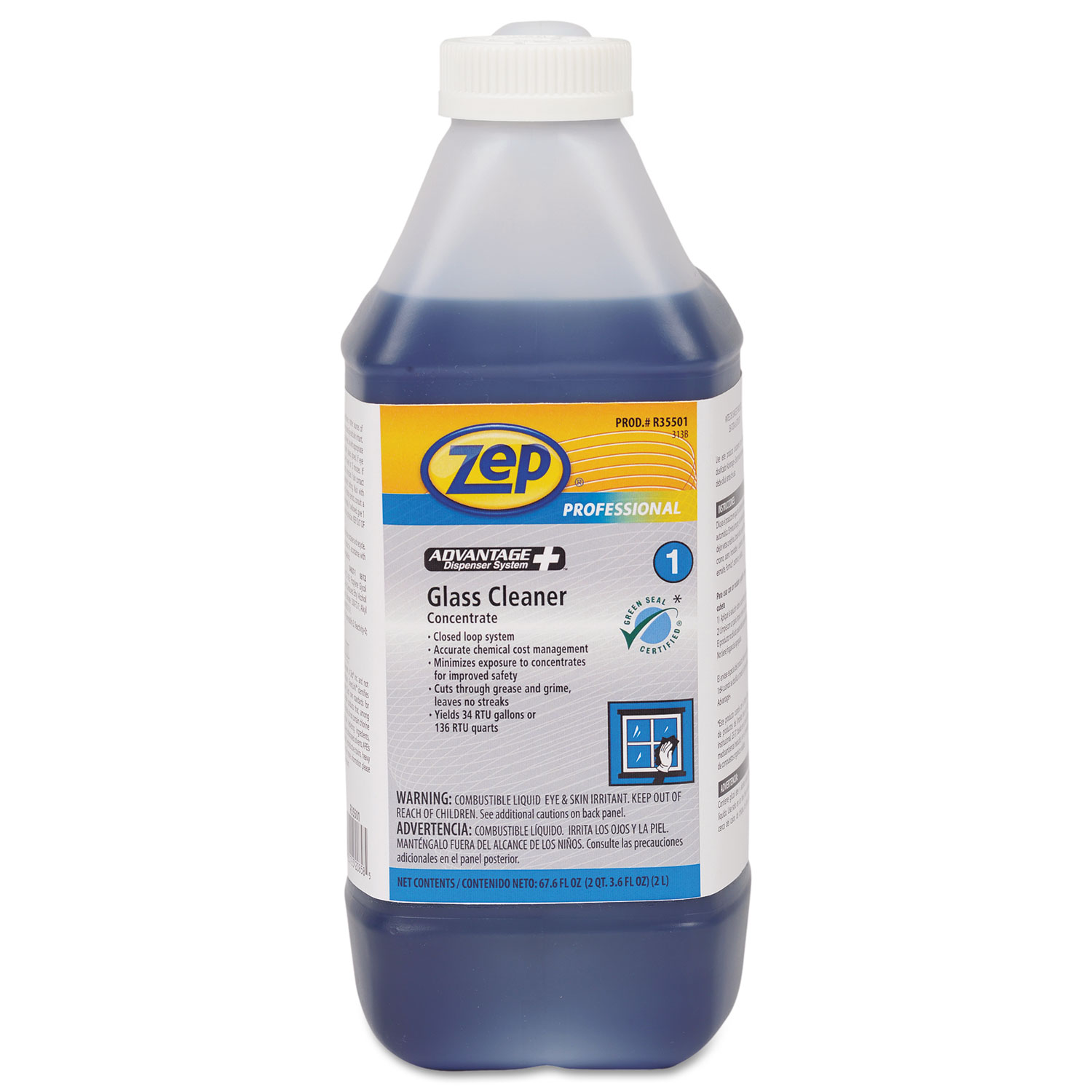 Advantage+ Concentrated Glass Cleaner, 67.6 oz Bottle