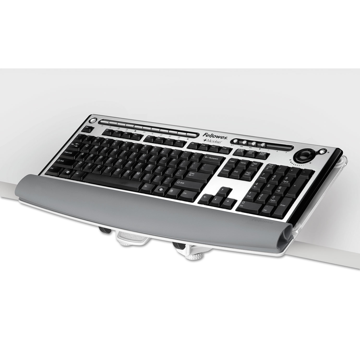 I-Spire Series Desktop Edge Keyboard Lift, 18 4/9 x 8 3/8, White/Gray
