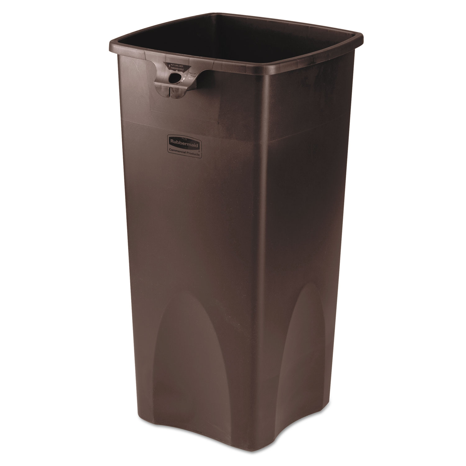  Rubbermaid Commercial FG356988BRN Untouchable Square Waste Receptacle, Plastic, 23 gal, Brown (RCP356988BRO) 