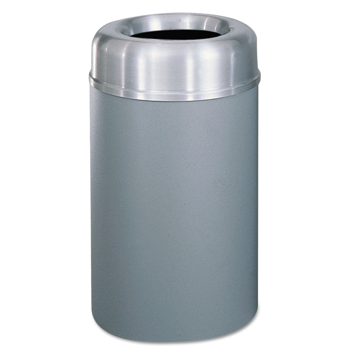 Crowne Collection Open Top Receptacle, Aluminum/Steel, 30 gallon, Silver/Gray