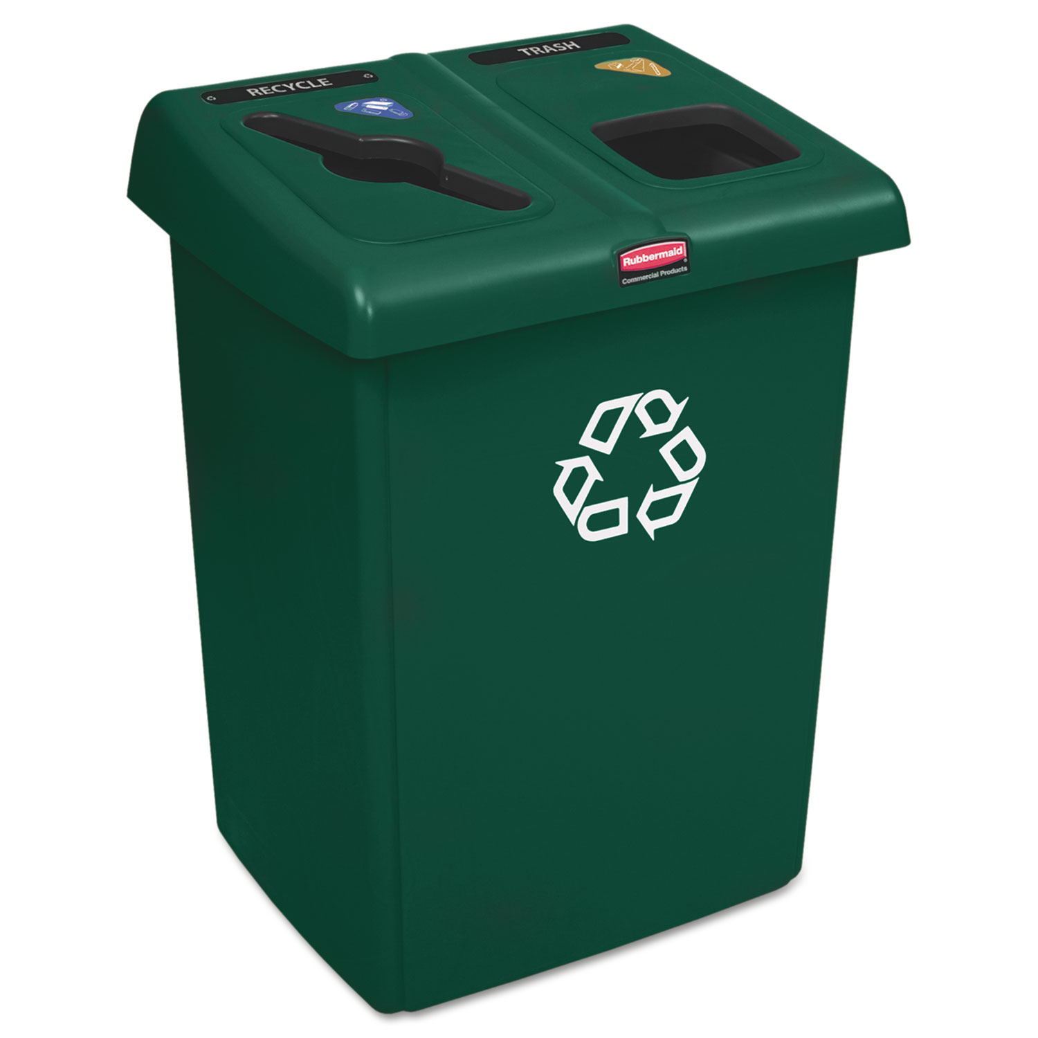  Rubbermaid Commercial 1792340 Glutton Recycling Station, Two-Stream, 46 gal, Green (RCP1792340) 
