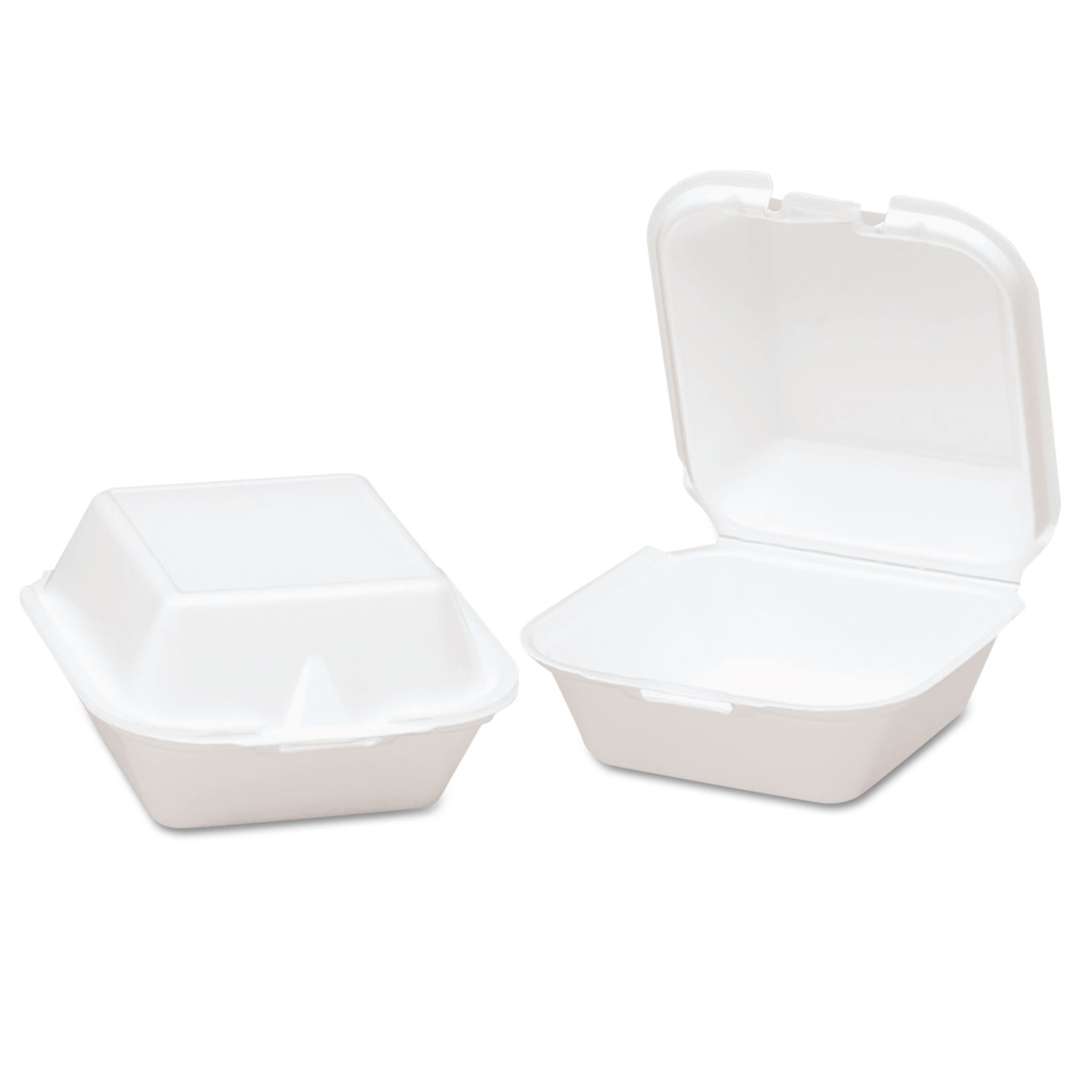 Snap-It Foam Hinged Sandwich Container, 5-4/5x5-2/3x3-1/8, White, 125/Bag, 4/CT