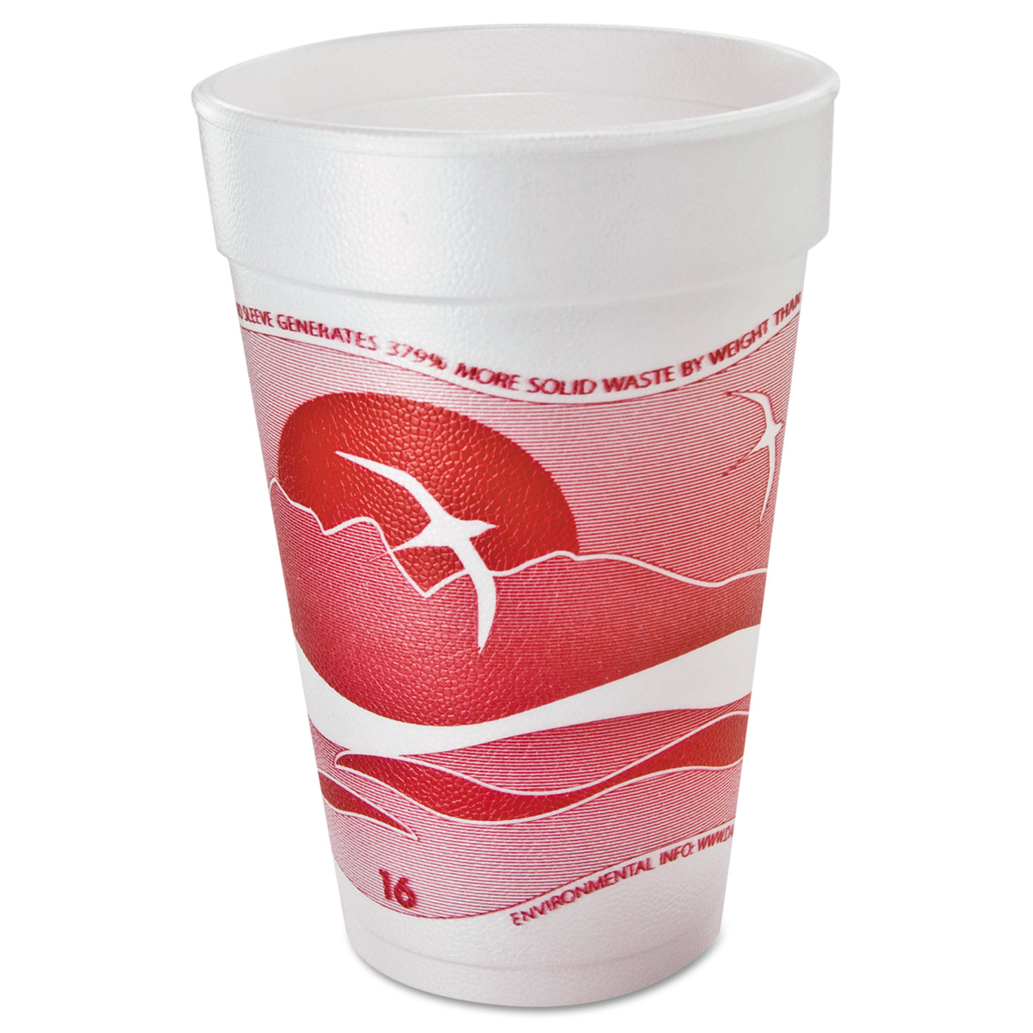 Horizon Foam Cup, Hot/Cold, 16oz., Printed, Cranberry/White, 25/Bag, 40/CT