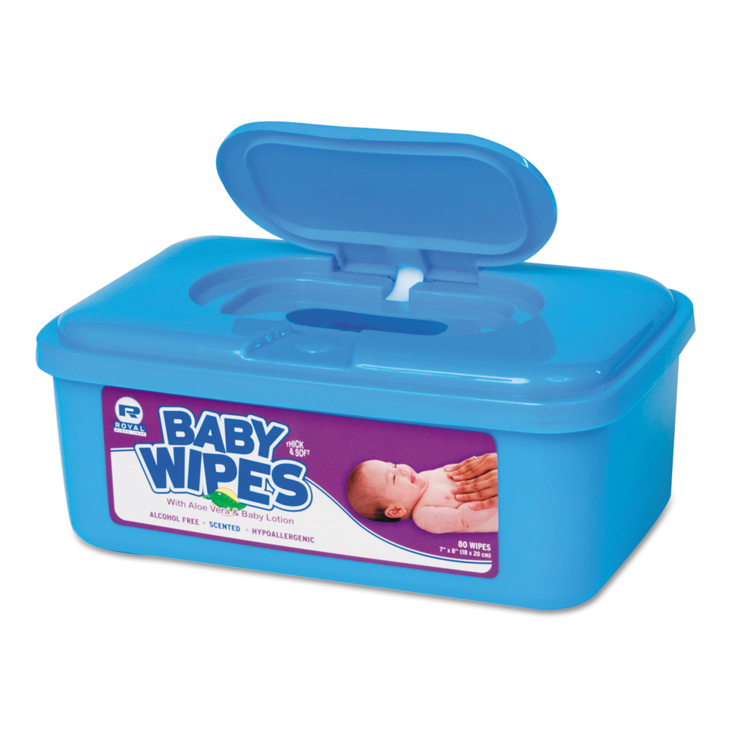  AmerCareRoyal RPP RPBWS-80 Baby Wipes Tub, Scented, White, 80/Tub, 12 Tubs/Carton (RPPRPBWS80) 