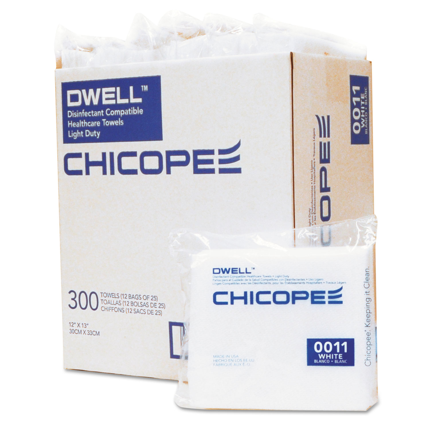 Healthcare Towels, White, Polyester, 12 x 13, 300/Carton